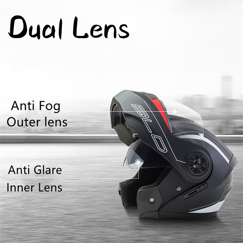 خوذة دراجة نارية بعدسة مزدوجة  - مراجعة Full Face Motorcycle Helmet With Bluetooth وسعره